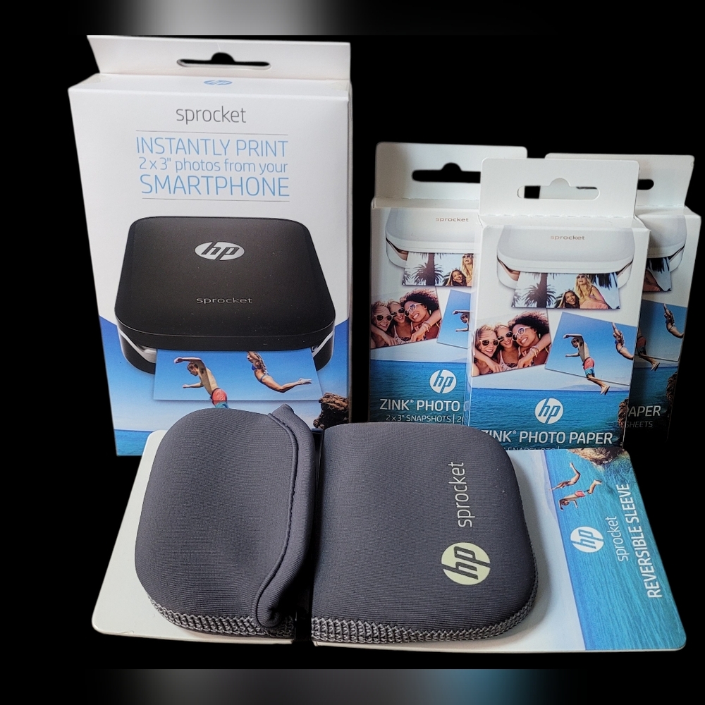 HP Sprocket Compact Photo Printer Bundle Wireless Travel Portable